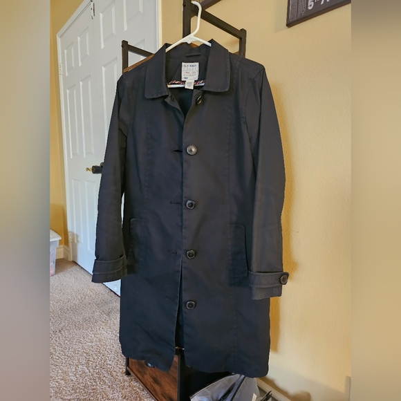OBT Womens Large Black Old Navy Trench Coat - Picture 13 of 13